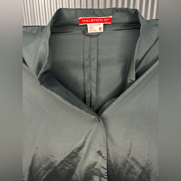 Women’s Vintage Halston Black Polyester Button Down Long Sleeve Blouse Size 8 - Picture 3 of 5